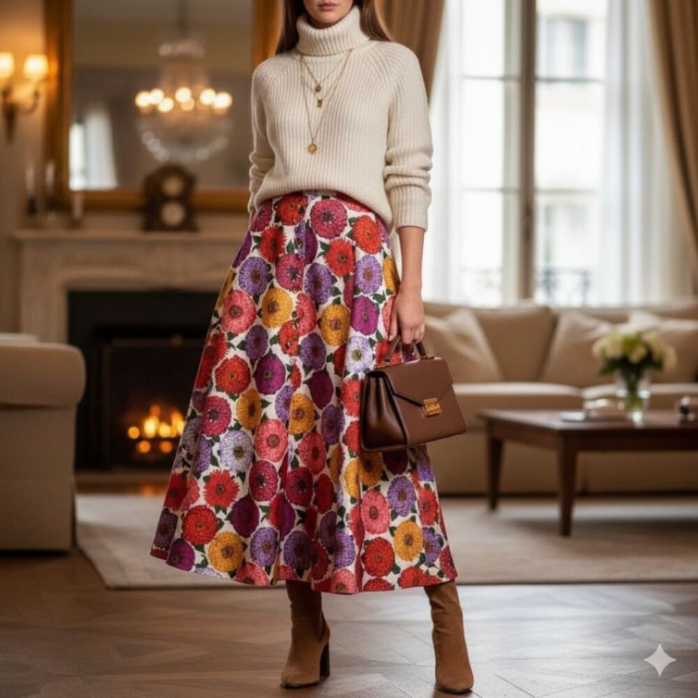 La DoubleJ Holiday Skirt in Zinnie Print – XS – Gently Worn